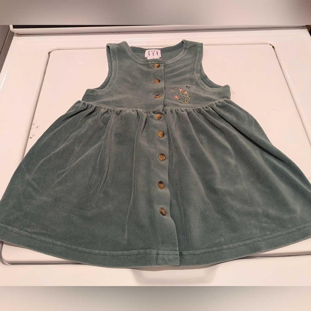 Vintage 90s Baby Gap Dress w/ Hand Embroidered Detail, Size 12-18 M